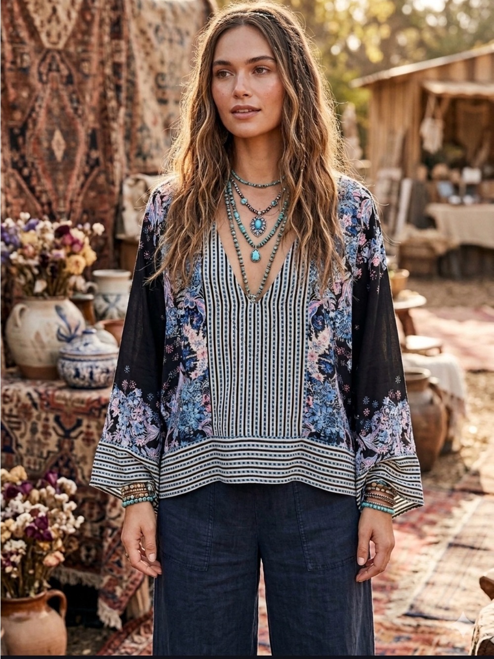 Free People SZ L Mix and Match Blouse